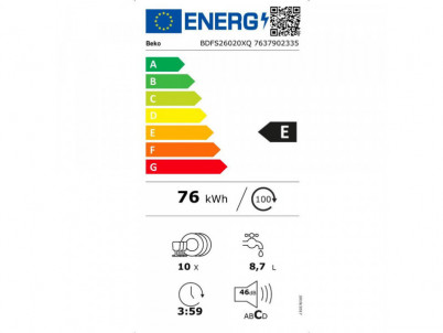 BDFS26020XQ Umývačka riadu BEKO