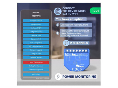 NOUS B3T, Tasmota SMART Switch, prepínač (s mera)