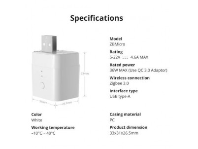 SONOFF ZB MICRO, ZigBee USB Prepínač/Adaptér