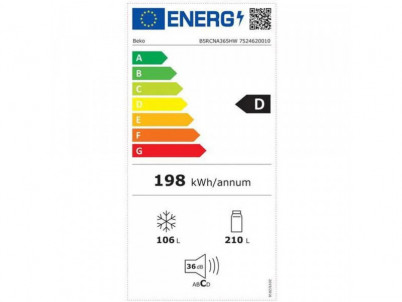 B5RCNA365HW1 kombinovaná chladnička BEKO