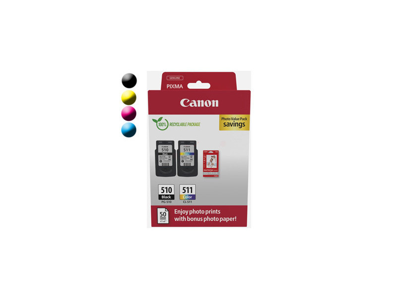 CANON Cartridge PG-510/CL-511 multipack + Papier