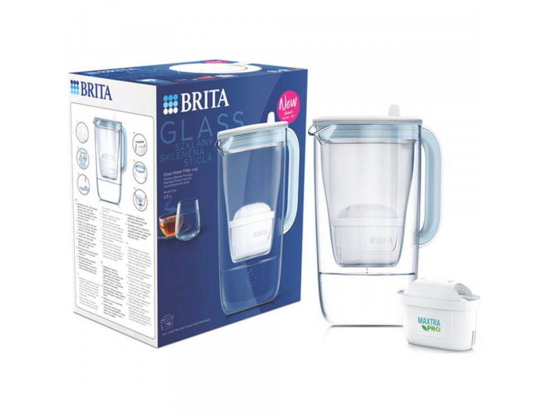 Filtr. kanvica 2,5l sklo sv. modrá BRITA