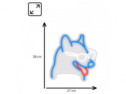 MANTA Pes v okuliaroch, LED Neon plexi dekorácia