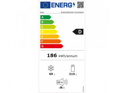 BCNA306E5ZSN CHLADNIČKA KOMBI VEST. BEKO