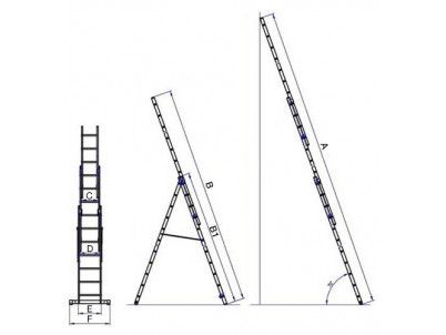 Rebrík G21 3-dielny 5,9 m trojdielny 5,9m, 3x9 priečok