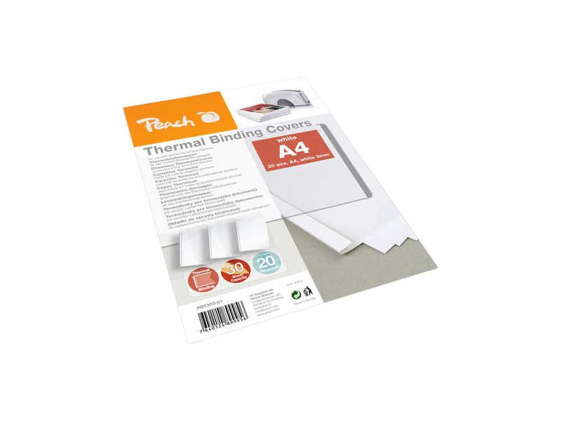 PEACH Thermal Binding Covers A4 3mm, white 20ks