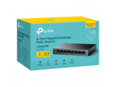 TP-Link LS108GP, Switch 8-Port/1000Mbps/Des/PoE+