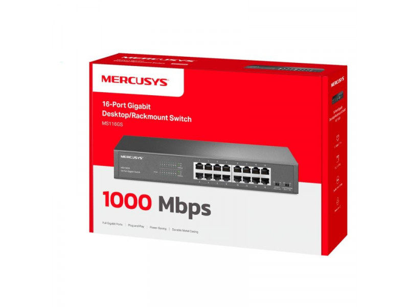 MERCUSYS MS116GS, 16-Port 1 Gbps Desktop Switch