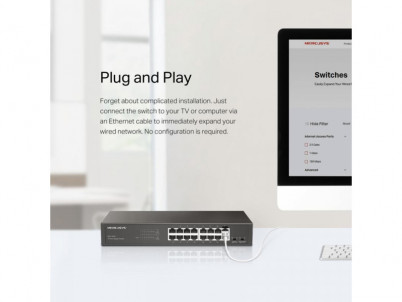 MERCUSYS MS116GS, 16-Port 1 Gbps Desktop Switch