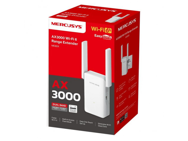 MERCUSYS ME80X AX3000 Wi-Fi 6 Range Extender