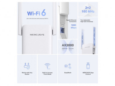 MERCUSYS ME80X AX3000 Wi-Fi 6 Range Extender