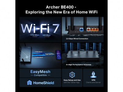 TP-Link Archer BE400 BE6500 Wi-Fi 7 Router