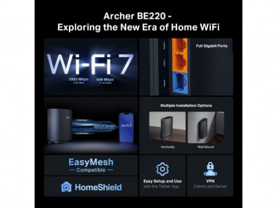 TP-Link Archer BE220 BE3600 Wi-Fi 7 Router