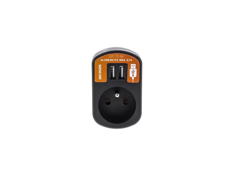 SPC 70 BK Zás. s 2xUSB, 5V/2100mA SENCOR