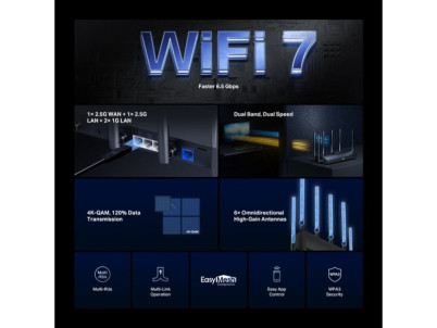 MERCUSYS MR37BE, BE6500 WiFi 7 Dual Band Router