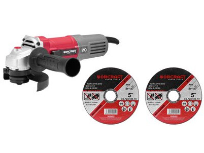 Brúska Worcraft AG08-125P, 710W, 125 mm, M14, uhlová, PROMO + 2 kotúče