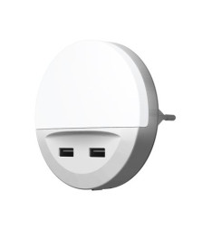 Svietidlo LEDVANCE LUNETTA® USB, LED do zásuvky, 2x USB nabíjací port, 3lm, 3000K, senzor deň-noc