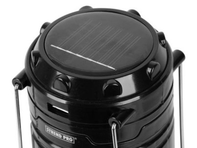 Lampa Strend Pro Camping CL102, LED, 80 lm, 1200 mAh, efekt plameňa, kempingové svietidlo, solárne nabíjanie, USB výstup