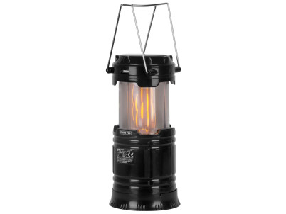 Lampa Strend Pro Camping CL102, LED, 80 lm, 1200 mAh, efekt plameňa, kempingové svietidlo, solárne nabíjanie, USB výstup