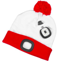 Čiapka Strend Pro X-mas bielo-červená L, 4x SMD LED, USB nabíjanie