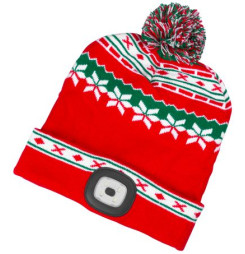 Čiapka Strend Pro X-mas červeno-zelená L, 4x SMD LED, USB nabíjanie