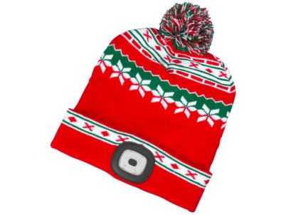 Čiapka Strend Pro X-mas červeno-zelená L, 4x SMD LED, USB nabíjanie