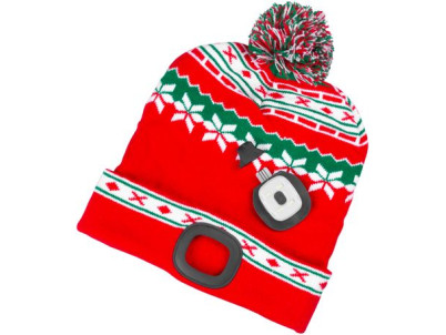 Čiapka Strend Pro X-mas červeno-zelená L, 4x SMD LED, USB nabíjanie