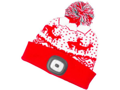 Čiapka Strend Pro X-mas kid červená M, 4x SMD LED, USB nabíjanie