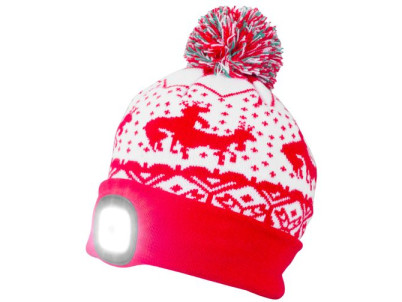 Čiapka Strend Pro X-mas kid červená M, 4x SMD LED, USB nabíjanie