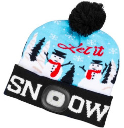 Čiapka Strend Pro X-mas Let it snow modrá L, 4x SMD LED, USB nabíjanie