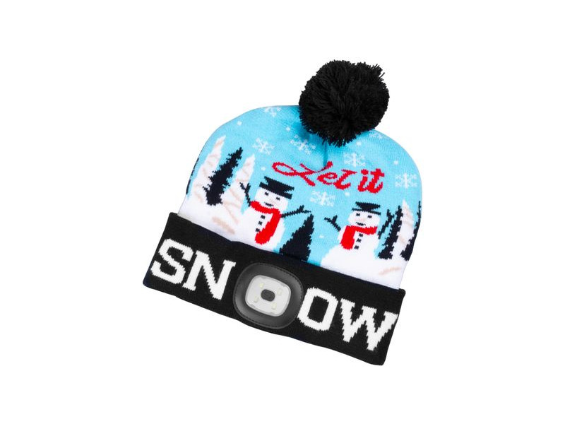 Čiapka Strend Pro X-mas Let it snow modrá L, 4x SMD LED, USB nabíjanie