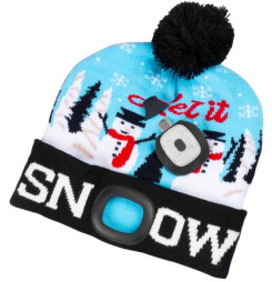 Čiapka Strend Pro X-mas Let it snow modrá L, 4x SMD LED, USB nabíjanie