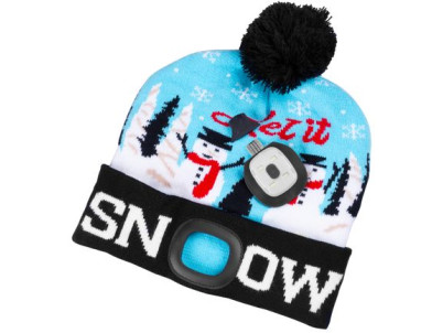 Čiapka Strend Pro X-mas Let it snow modrá L, 4x SMD LED, USB nabíjanie