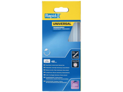 Tyčinka RAPID, 12x190 mm, univerzálna transparent, 48 ks, tavná, lepiaca, náplň do tavnej pištole