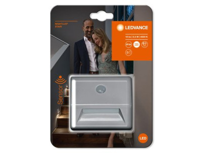 Svietidlo LEDVANCE NIGHTLUX® Stair Silver, so senzorom pohybu, 3xAAA, 84x28x73 mm
