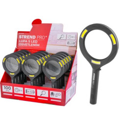 Lupa so svetlom Strend Pro 113x242x22 mm, 2xAA, LED 100 lm, 3x LED osvetlenie, na čítanie, Sellbox 15 ks