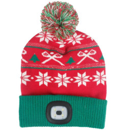 Čiapka Strend Pro X-mas zeleno-červená L, 4x SMD LED, USB nabíjanie