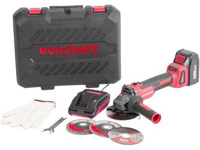 Brúska Worcraft CAG-S20LiBH ShareSYS, 115 mm, uhlová, SET v kufri, s batériou a nabíjačkou,  20V, 1x Li-ion, bezuhlíková
