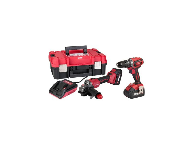 Set Worcraft XCUBE001 ShareSYS Toolbox, skrutkovač CHD-S20LiBA + uhlová brúska CAG-S20LiBS-125 mm, bezuhlíkové, 2x 4.0 Ah akumul