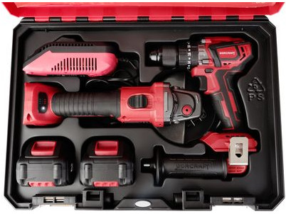 Set Worcraft XCUBE001 ShareSYS Toolbox, skrutkovač CHD-S20LiBA + uhlová brúska CAG-S20LiBS-125 mm, bezuhlíkové, 2x 4.0 Ah akumul
