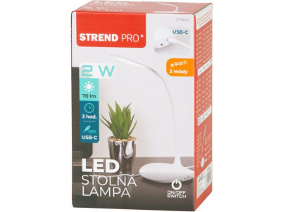 Lampa Strend Pro, stolná, LED, voľba intenzity svetla, USB, 2 W, biela