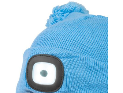 Čiapka Strend Pro kid modrá M, s brmbolcami, 4x SMD LED, USB nabíjanie