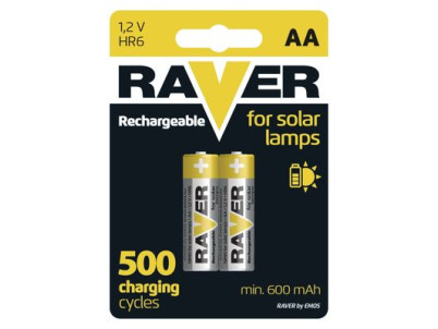 Batéria RAVER SOLAR HR6, nabíjateľná batéria, 600 mAh, bal. 2 ks, AA tužka
