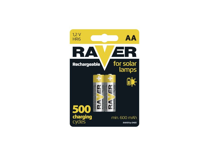 Batéria RAVER SOLAR HR6, nabíjateľná batéria, 600 mAh, bal. 2 ks, AA tužka