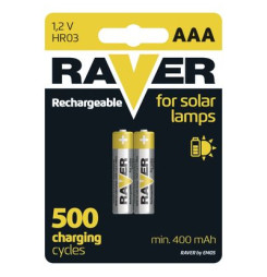 Batéria RAVER SOLAR HR03, nabíjateľná batéria, 400 mAh, bal. 2 ks, AAA tužka