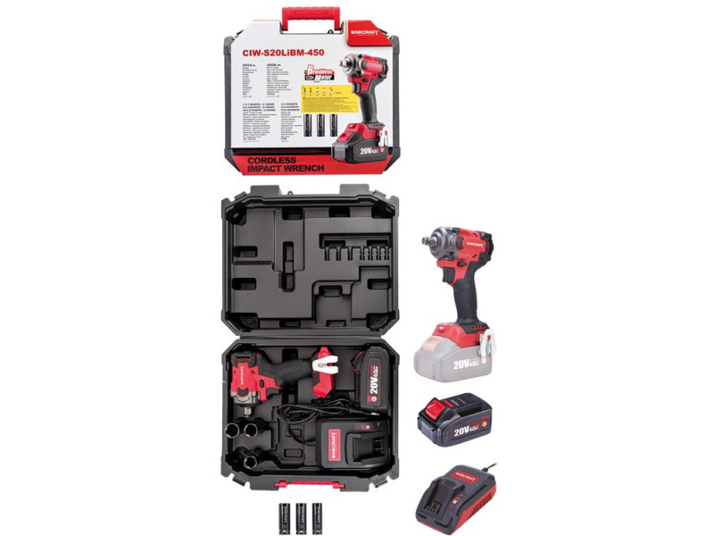 Uťahovák Worcraft CIW-S20LiBM-450 ShareSYS, 20V Li-Ion, rázový, 450Nm, 1/2" square, SET 1x akumulátor 4.0 Ah + rýchlonabíjačka, Uťahovák Worcraft CIW-S20LiBM-450 ShareSYS, 20V Li-Ion, rázový, 450Nm, 1/2" square, SET 1x akumulátor 4.0 Ah + rýchlonabíjačka,