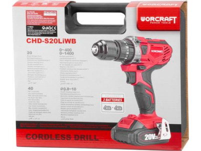 Skrutkovač Worcraft CHD-S20LiWB ShareSYS, 20V, 2x Li-ion 2.0 Ah, bezuhlíkový, SET v kufri