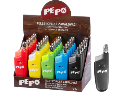 Zapaľovač PE-PO®, teleskopický, plynový, Sellbox 25 ks