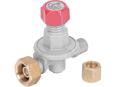 Regulátor plynu Meva, 0,5-4 bar, nastaviteľný, s ventilom, výstupný závit G3/8" L