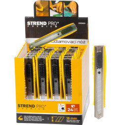 Nôž Strend Pro Premium, 18 mm, odlamovací, kovový, Sellbox 24 ks